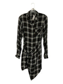 SANCTUARY Black White Tan Plaid Flannel Tie Waist L/S Dress