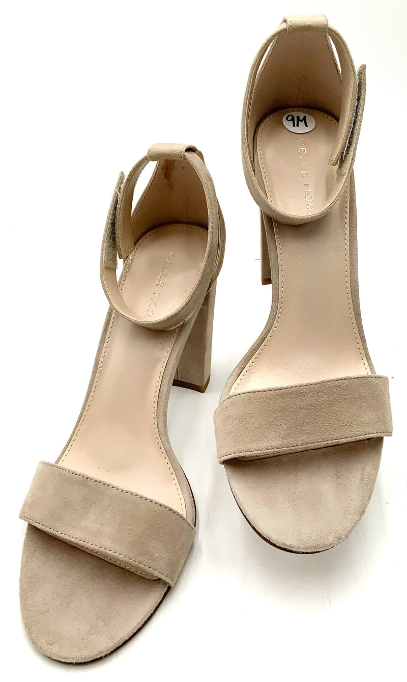PELLE MODA Beige Suede H/H Ankle Strap Briar Sandals 9