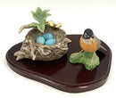Boehm Bisque Porcelain Robin With Nest on Stand