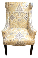 Ikat Upholstered Arm Chair with Nailhead Trim