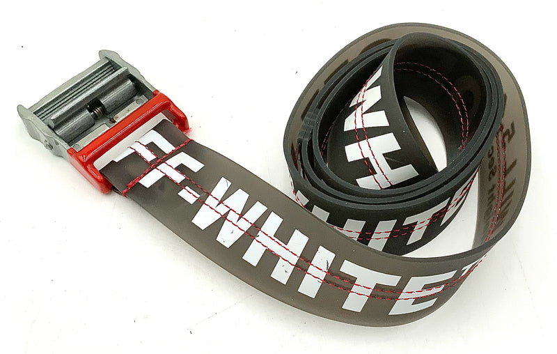 OFF WHITE Grey Rubber White Logo Industrial Belt