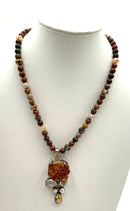 Sterling, Citrine, Citrine Druzy, Pearl & Jasper Necklace