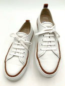 LAFAYETTE 148 White Leather Brown Trim Low Top Sneakers 37