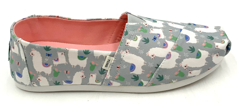 TOMS Grey Loveable Llama Print Slip Ons 7