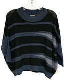 KERISMA Slate Blue/Black/White Stripe 3/4 Sleeve Cropped Sweater