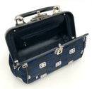ROBERTA DI CAMERINO Navy Fabric Leather Trim Blue White Velvet Accent Bag
