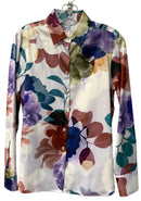 HINSON WU White/Lavender/Green/Multi Floral L/S B/D Top