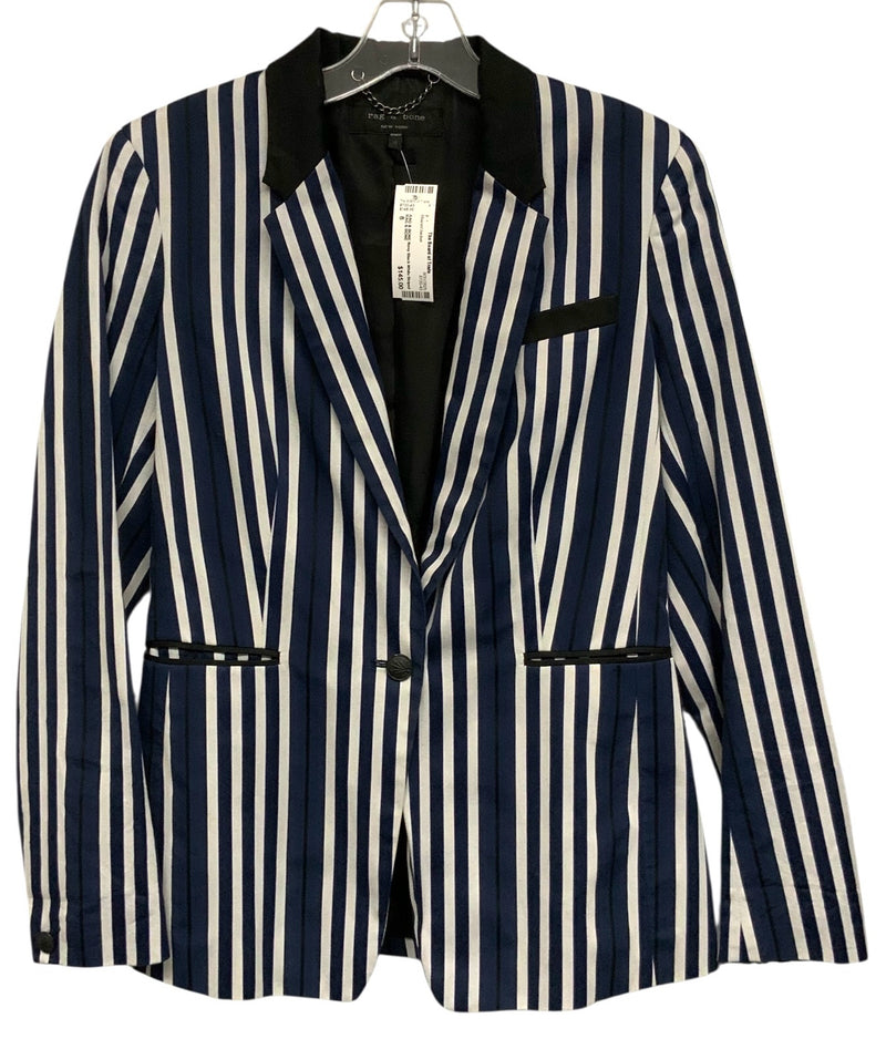 RAG & BONE Navy Black White Striped Windsor Blazer