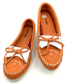 MINNETONKA Orange White Suede Fringe Beaded Moccasins 9