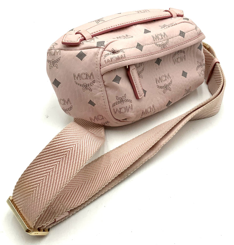 MCM Powder Pink Visetos Crossbody Waist Bag