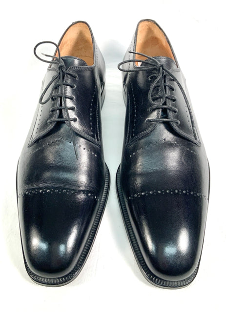 SUTOR MANTELLASSI Black Leather Perforated Oxfords 9