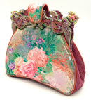 MARY FRANCES Vintage Pink Orange Yellow Satin Purple Green Beaded  Frame Bag