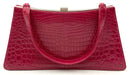 ELAINE TURNER Fuchsia Embossed Leather Top Handle Frame Bag