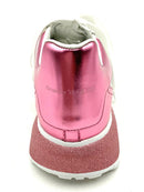 ALEXANDER MCQUEEN White Leather Pink Metallic Court Sneakers 7.5