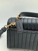 COACH Black Linear Quilted Leather op Handle Turnlock Tilly Satchel