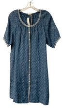 FAHERTY Blue Linen Block Print B/D Belted Dress