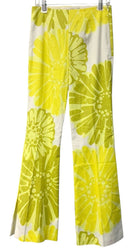 TRINA TURK Yellow/White Mod Floral Square Neck 3/4 Sleeve Top & Straight Leg Pan