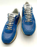 GOLDEN GOOSE Blue Suede/Knit Silver Leather Accent Running Sneakers Size 45