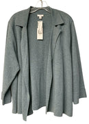 J JILL Sage Heather 3/4 Sleeve Open Cardigan Sweater