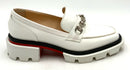 CHRISTIAN LOUBOUTIN White Leather Studded Bit Heeled Loafers 39.5