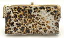 HOBO Brown/Multi Snake Print Lea "Rachel" Continental Tri-Fold Kiss Lock Wallet