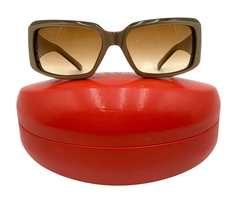 VALENTINO Golden Taupe Gradient Lens Crystal Logo Sunglasses