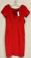 DAVID MEISTER Red V Neck Front Pocket S/S Dress