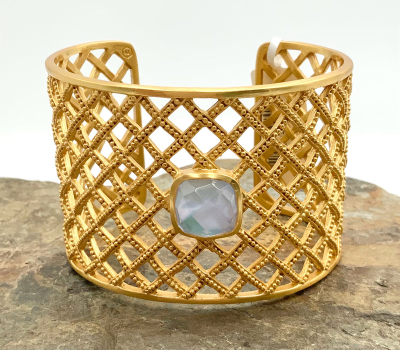 Julie Vos 24Kt Gold Plated Basketweave Cuff Bracelet