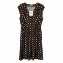 WEST OF. Brown/Grey/Tan Check Pleated Cap Sleeve B/D Dress