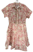ZIMMERMANN Pink/Cream Floral  Embellished "Matchmaker" Linen Silk Dress