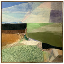 Mid Century Mixed Media Encaustic in Metal Frame