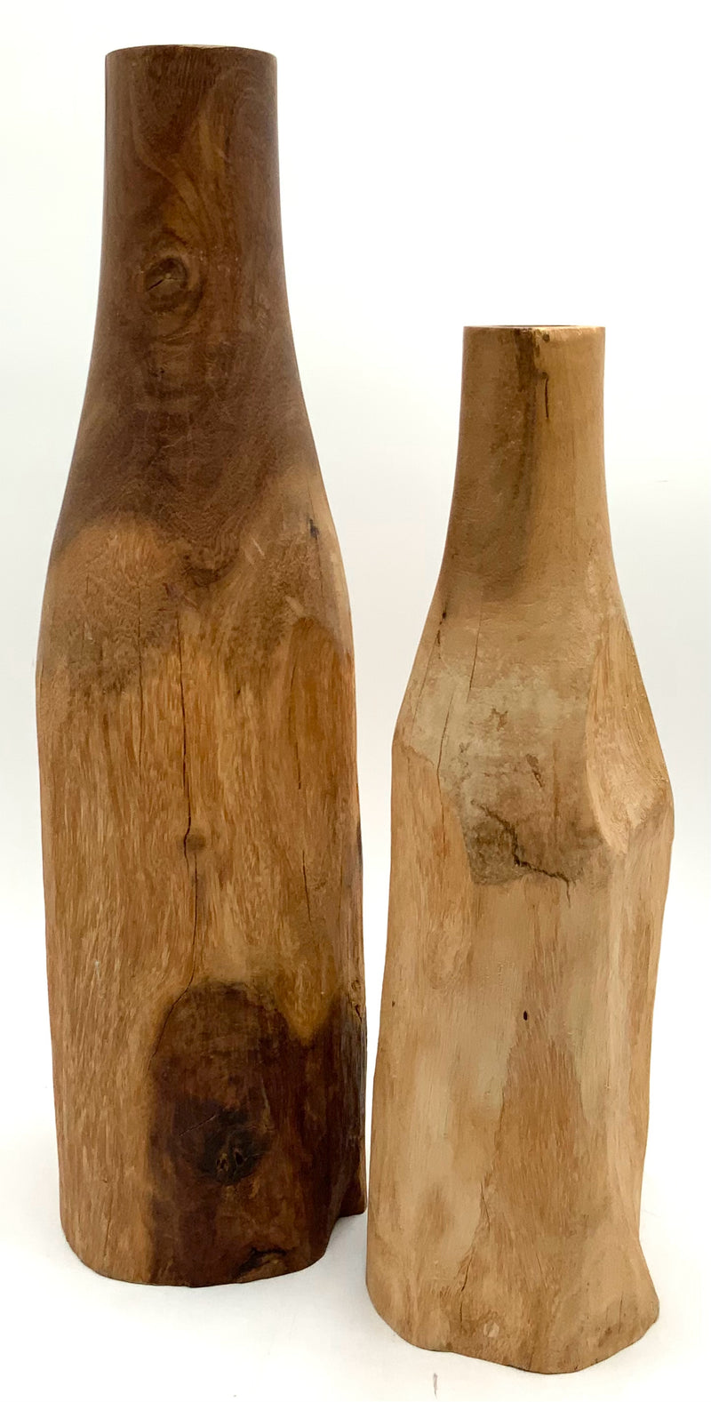 Pair of Pottery Barn Live Edge Wood Vases
