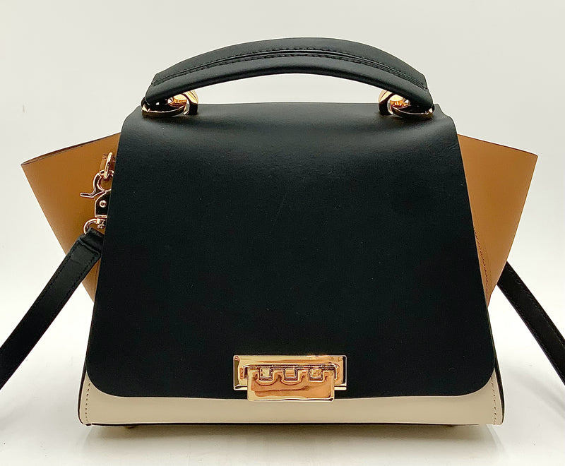 ZAC POSEN Cream Tan Black Colorblock Eartha Satchel