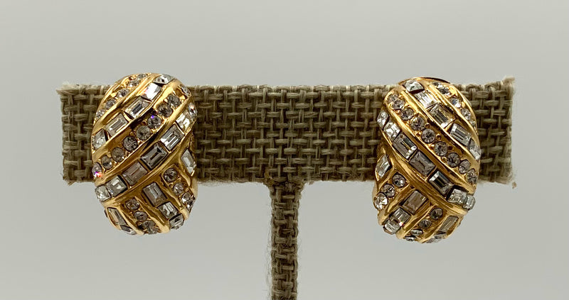Christian Dior Goldtone Metal & Rhinestone Clip-On Earrings