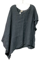 LA BOTTEGA DI BRUNELLA Navy Textured Asym Sleeves Linen Tunic