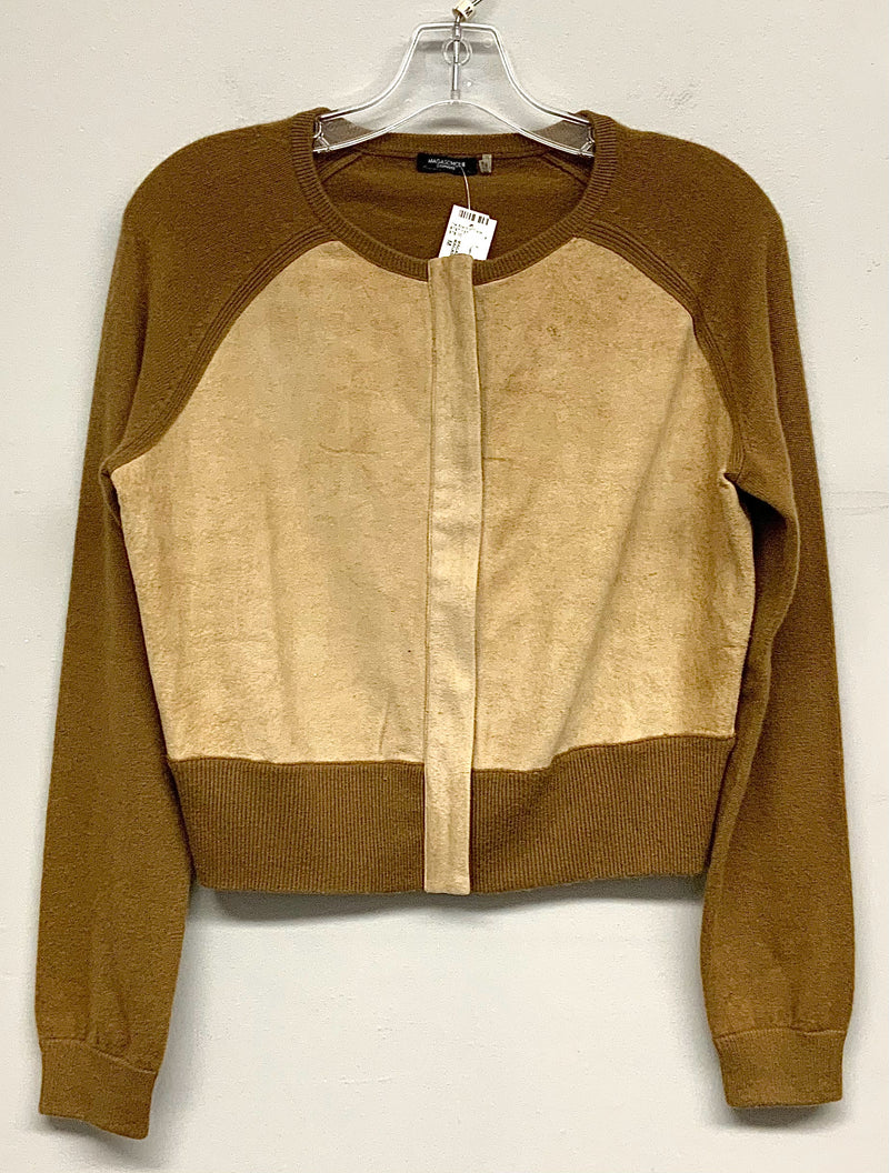 MAGASCHONI Ochre Cashmere Tan Suede Front Cardigan