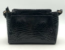 BRAHMIN Black Croc Embossed Patent Leather Hillary Crossbody Bag