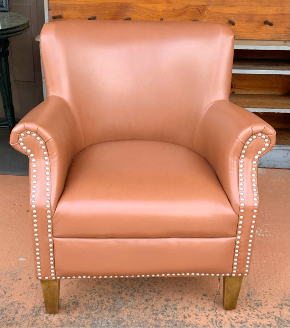 Frontgate Faux Leather Club Chair with Nailhead Trim