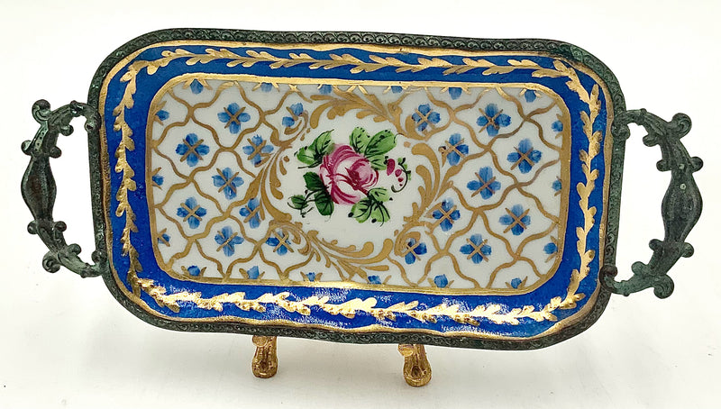 Vintage Limoges Handpainted Mini Tray with Stand