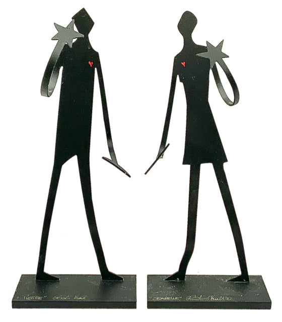 "Isabelle & Pierre" Metal Sculptures by Claudine Bell