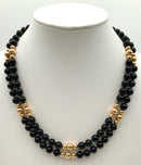 14kt Gold & Onyx 2-Strand Beaded Necklace
