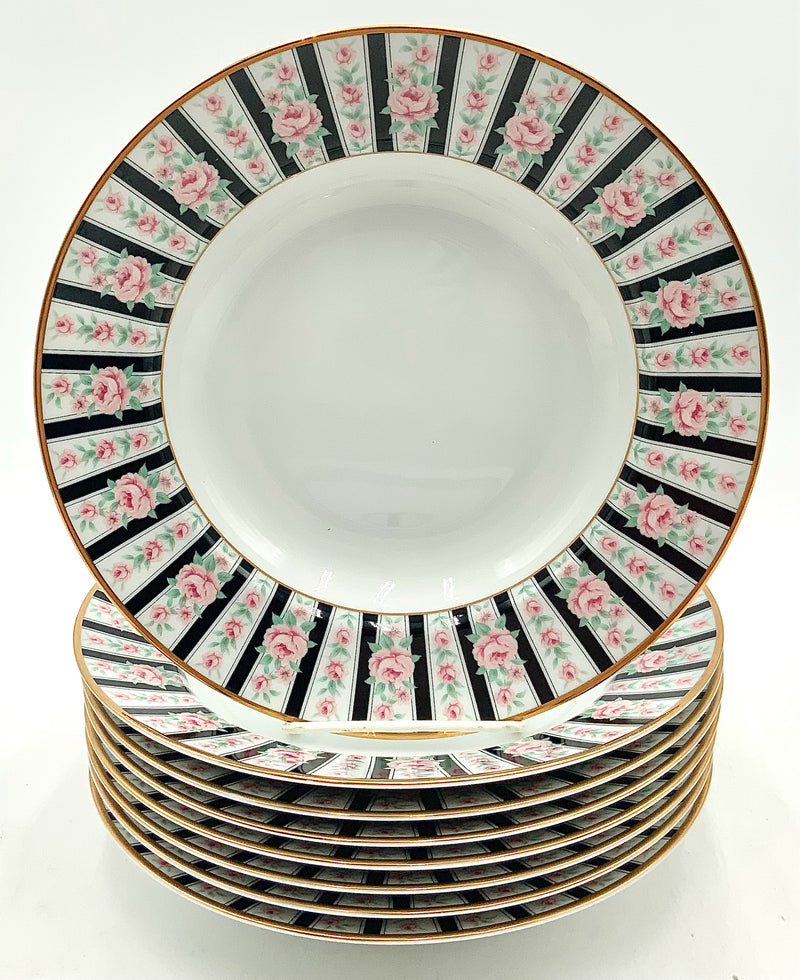 Set/8 Fitz & Floyd Victoriana Rim Soup Bowls