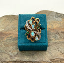 14kt Gold, Diamond, Opal & Emerald Ring