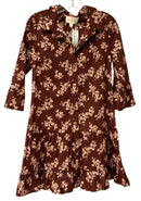 FLORA BEA Maroon/Pink Floral Tiered 3/4 Sleeve B/D Dress