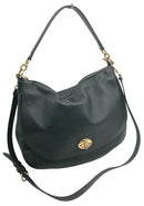 COACH Navy Pebbled Lea Turnlock Hobo Shoulder Crossbody Handbag