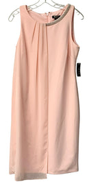 SL FASHIONS Pink Pleated Front w/Crystal Embell S/L Dress