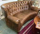 Tufted Brown Leather Sofa AS-IS