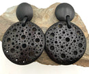 MONIES Acacia Wood Large Disc Clip-On Earrings