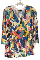 NALLY & MILLIE Pink/Blue/Aqua/Multi V-Neck 3/4 Sleeve Top