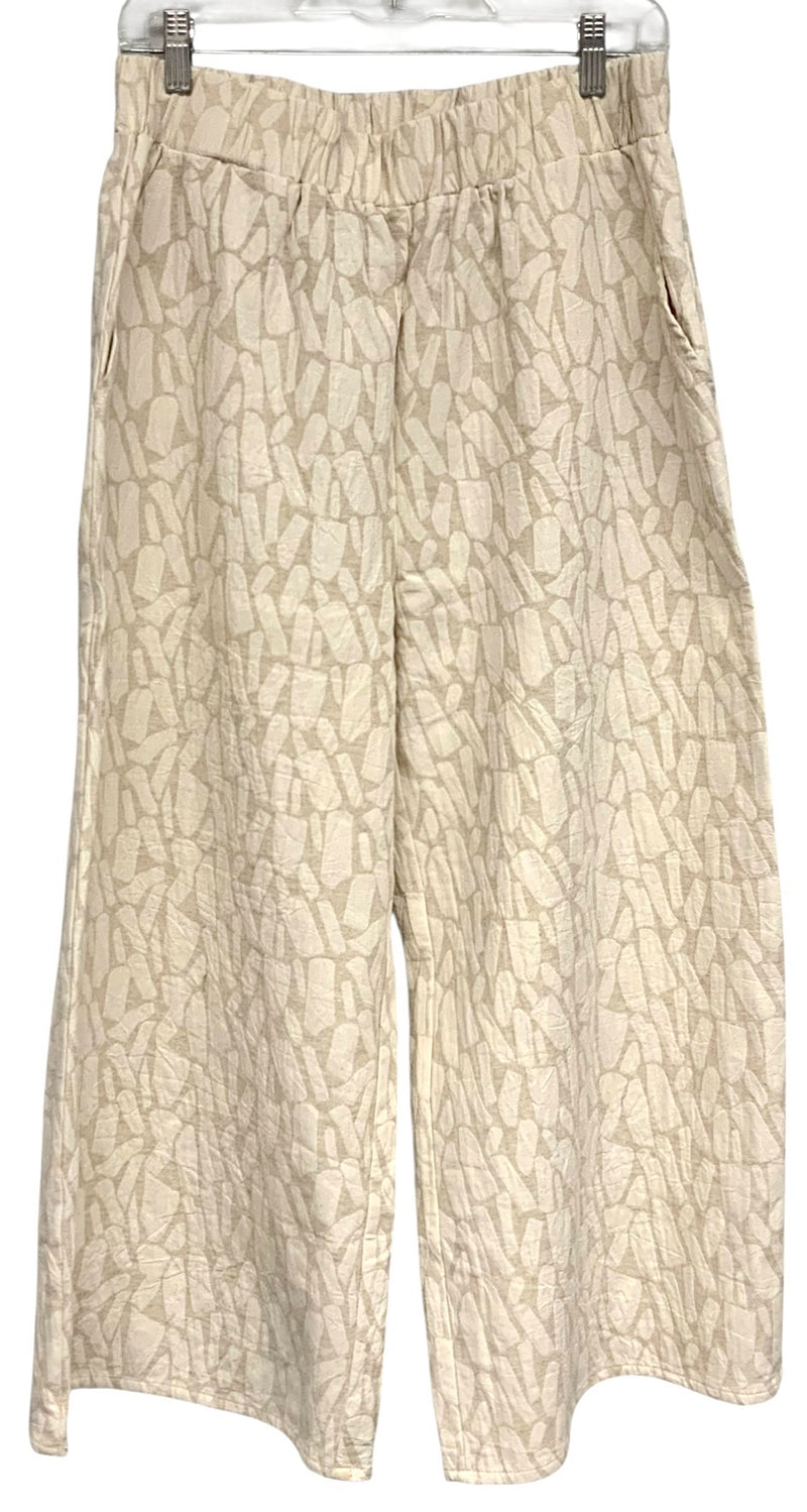 SEE AND BE SEEN Taupe "Alexia" Textured Top & Cropped Wide Leg Pants, 2pc